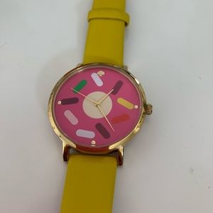 Kate Spade Yellow Leather Donut Face Watch
